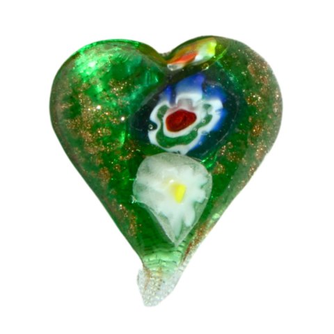 MAGNES SZKLANA DEKORACJA SERCE Zielone 4cm