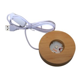 Okrągła Drewniana Podstawka Led 10cm