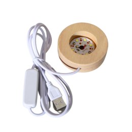 Okrągła Drewniana Podstawka Led 6cm