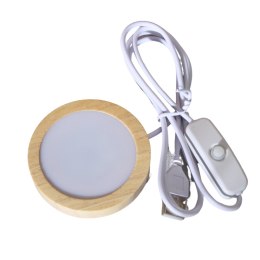 Okrągła Drewniana Podstawka Led 8cm