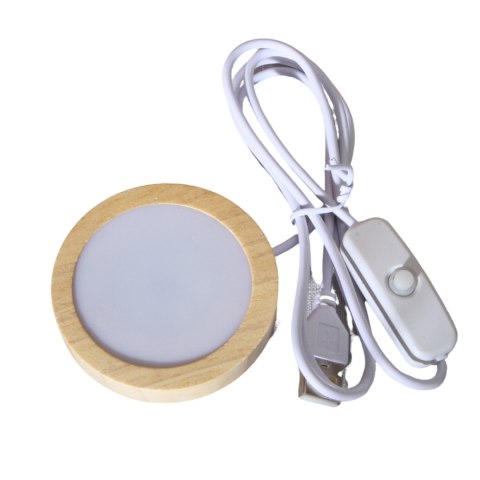Okrągła Drewniana Podstawka Led 8cm