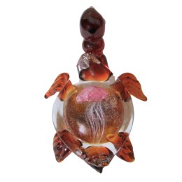 SZKLANA DEKORACJA Bursztynowy Żółw + Meduza 18cm Typu MURANO