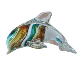 SZKLANA DEKORACJA Delfin Wielobarwny 12cm Typu MURANO