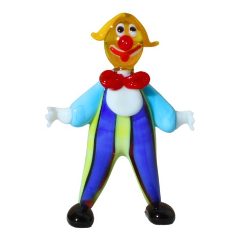 SZKLANA DEKORACJA Klaun Niebiesko-Żółty 8cm