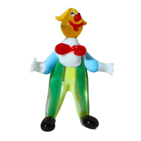 SZKLANA DEKORACJA Klaun Zielono-Żółty 8cm