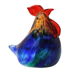 SZKLANA DEKORACJA Kogucik Niebieski 9cm Typu MURANO