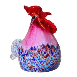 SZKLANA DEKORACJA Kogucik Różowy 9cm Typu MURANO