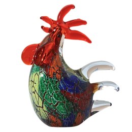 SZKLANA DEKORACJA Kogut Wielobarwny 16cm Typu MURANO