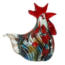SZKLANA DEKORACJA Kura Złote Jajko 13cm Typu MURANO