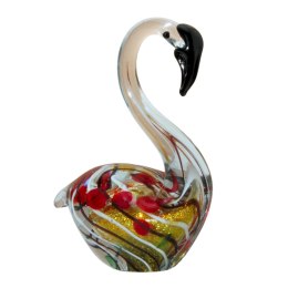 SZKLANA DEKORACJA Łabędź Wielobarwny 16cm Typu MURANO