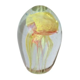 SZKLANA DEKORACJA Meduza Żółta 7cm