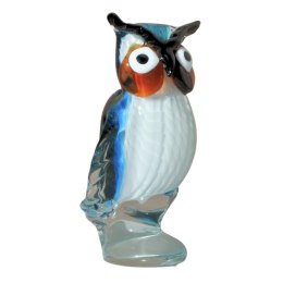 SZKLANA DEKORACJA Sowa Biało-Niebieska 21cm