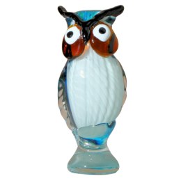 SZKLANA DEKORACJA Sowa Biało-Niebieska 21cm