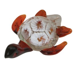 SZKLANA DEKORACJA Żółw + Kwiaty 16cm