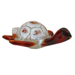 SZKLANA DEKORACJA Żółw + Kwiaty 16cm