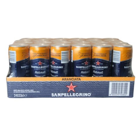 Zestaw SAN PELLEGRINO Napój Gazowany Pomarańczowy Puszka 330ml x24 szt.