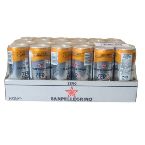 Zestaw SAN PELLEGRINO Włoski Napój Gazowany Pomarańczowy Puszka BEZ CUKRU 330ml x24 szt.